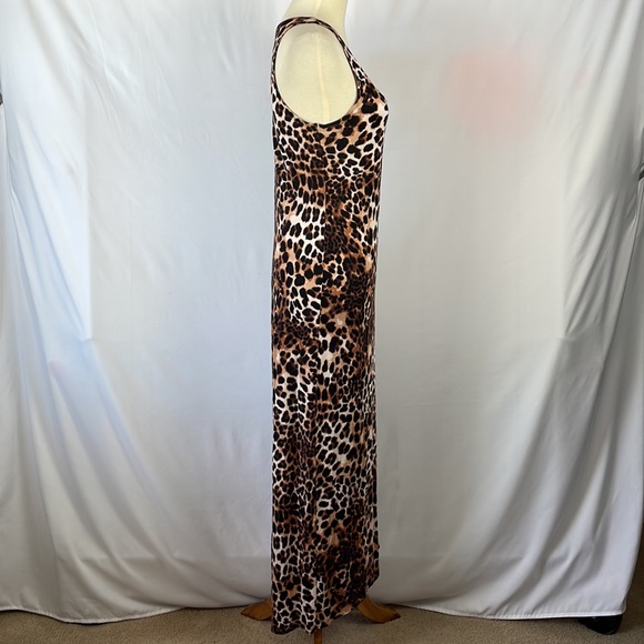 H&M Soft Brown and Cream Leopard Print Tank Bodycon Maxi Dress - Size XS - Picture 8 of 12